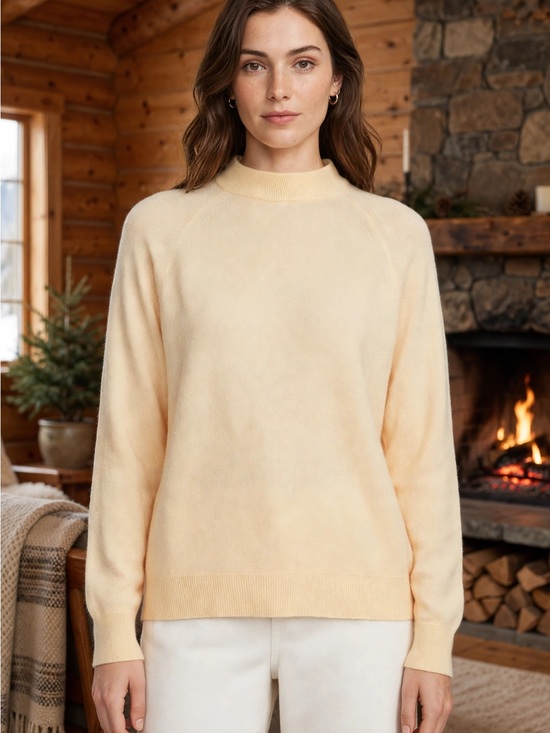 Designers Originals Sweaters - Designers Originals Pale Yellow Mockneck Zipper Back Sweater